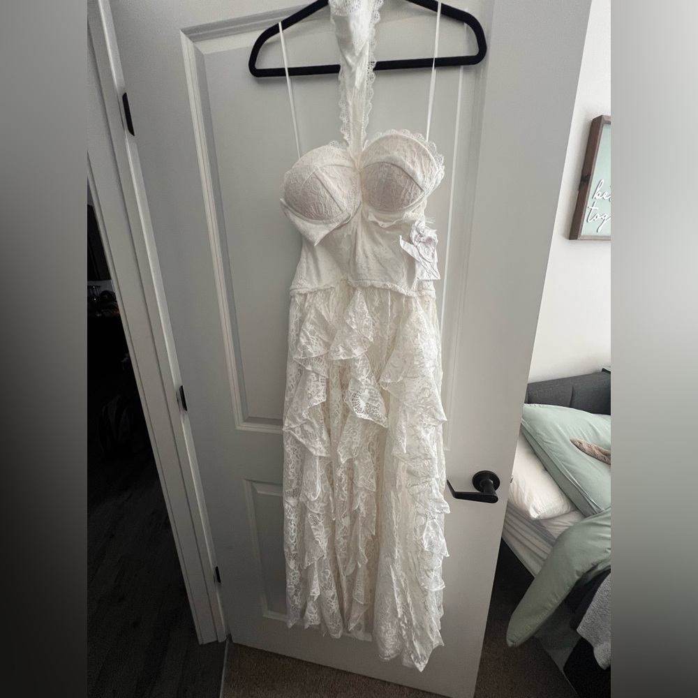 12th Tribe Princesa White Lace Drop Waist Maxi Dress - Picture 2 of 6